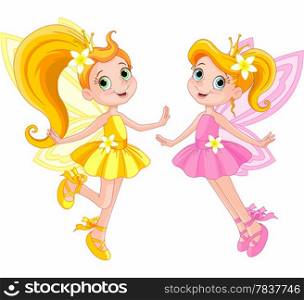 &#xA;Illustration of two cute fairies in fly