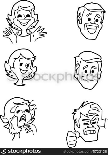 &#xA;Set of pictures of emotions of the man and the woman - a vector