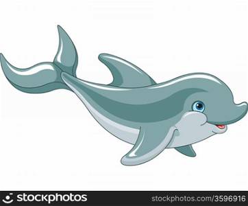 &#xA;Swimming Dolphin isolated on white background