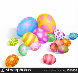 &#xA;&#xA;Beautiful coloring Easter eggs on white background