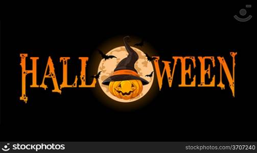 &#xA;&#xA;Halloween banner with Pumpkin wearing witch hat