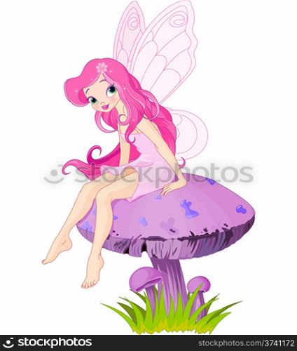 &#xA;&#xA;Pink fairy elf sitting on mushroom