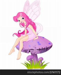 &#xA;&#xA;Pink fairy elf sitting on mushroom