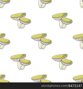 Xerocomus. Seamless pattern with forest mushrooms. Illustration in hand draw style. Autumn mood. Illustration in hand draw style. Seamless pattern