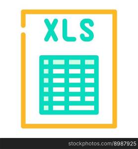 xls file format document color icon vector. xls file format document sign. isolated symbol illustration. xls file format document color icon vector illustration