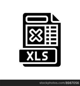 xls file format document glyph icon vector. xls file format document sign. isolated symbol illustration. xls file format document glyph icon vector illustration