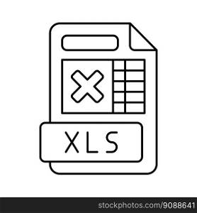 xls file format document line icon vector. xls file format document sign. isolated contour symbol black illustration. xls file format document line icon vector illustration
