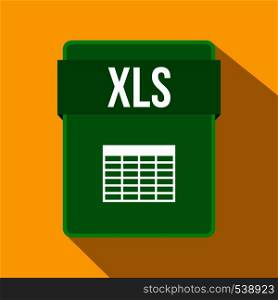 XLS file icon in flat style on a yellow background. XLS file icon, flat style