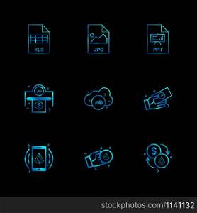 xls , jpg , ppt , dollar , crypto currency ,daimond , money , mobile , virtual , icon, vector, design, flat, collection, style, creative, icons