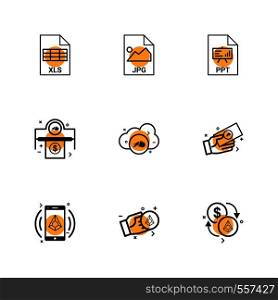 xls , jpg , ppt , dollar , crypto currency ,daimond , money , mobile , virtual , icon, vector, design, flat, collection, style, creative, icons