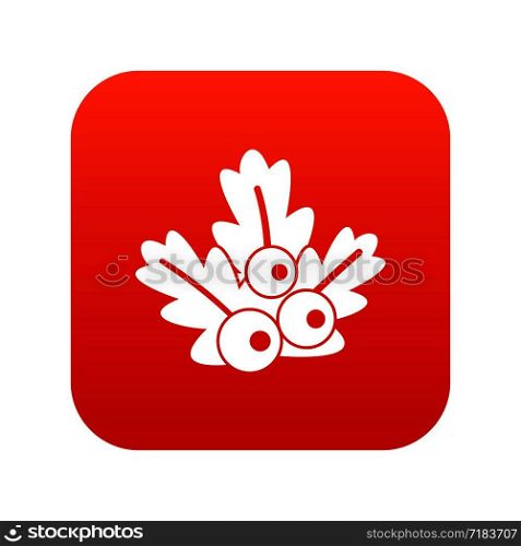 Xmas branch icon digital red for any design isolated on white vector illustration. Xmas branch icon digital red
