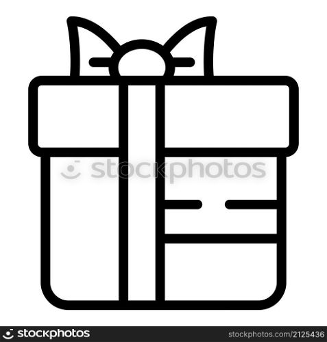 Xmas gift box icon outline vector. Birthday present. Bow suprise. Xmas gift box icon outline vector. Birthday present