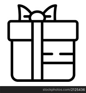 Xmas gift box icon outline vector. Birthday present. Bow suprise. Xmas gift box icon outline vector. Birthday present