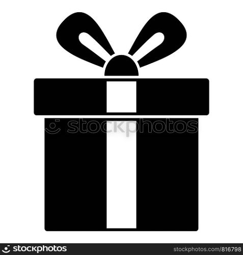 Xmas gift box icon. Simple illustration of xmas gift box vector icon for web design isolated on white background. Xmas gift box icon, simple style