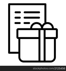Xmas gift icon outline vector. Box present. Package party. Xmas gift icon outline vector. Box present