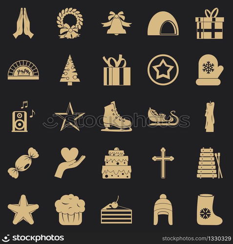 Xmas icons set. Simple set of 25 xmas vector icons for web for any design. Xmas icons set, simple style