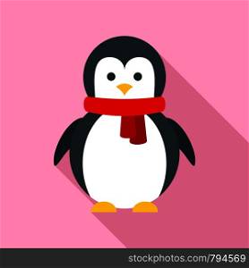 Xmas penguin icon. Flat illustration of xmas penguin vector icon for web design. Xmas penguin icon, flat style