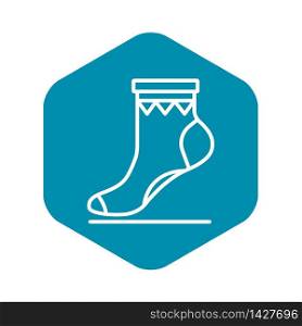 Xmas sock icon. Outline xmas sock vector icon for web design isolated on white background. Xmas sock icon, outline style