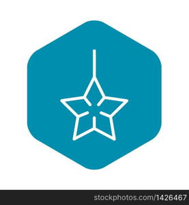 Xmas star toy tree icon. Outline xmas star toy tree vector icon for web design isolated on black background. Xmas star toy tree icon, outline style