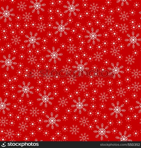Xmas white snowflake red background seamless pattern