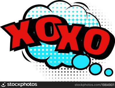 Xo xo bubble, funny emotion and expression for comic book. Vector xo xo bubble design, icon art cartoon illustration. Xo xo bubble, funny emotion and expression for comic book