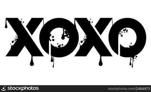 XOXO colored Graffiti tag, abbreviation, Hugs and kisses, informal term used for expressing love. Abstract modern street art decoration performed in urban painting style.