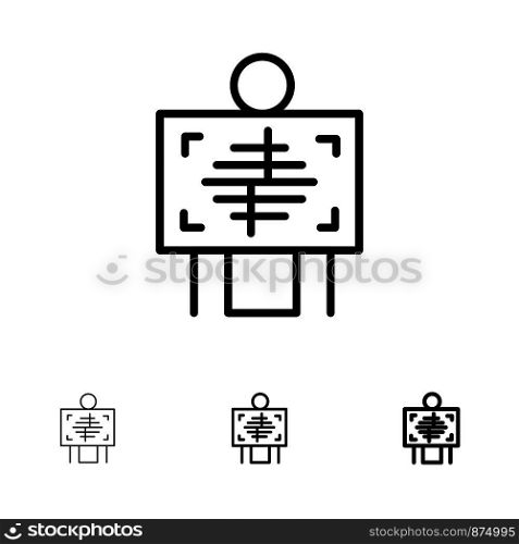 Xray, Patient, Hospital, Radiology, Bold and thin black line icon set