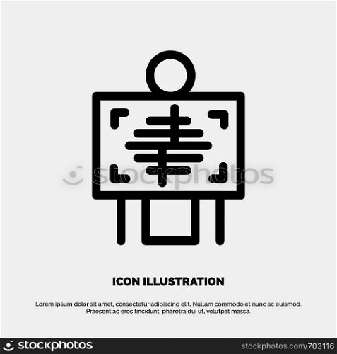 Xray, Patient, Hospital, Radiology, Line Icon Vector