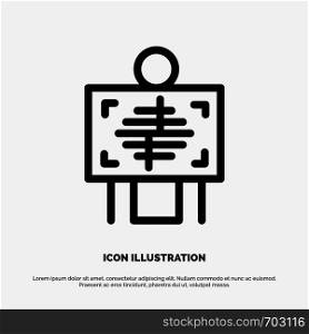 Xray, Patient, Hospital, Radiology, Line Icon Vector