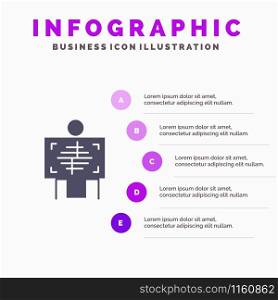 Xray, Patient, Hospital, Radiology, Solid Icon Infographics 5 Steps Presentation Background