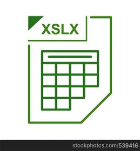 XSLX file icon in cartoon style on a white background. XSLX file icon, cartoon style