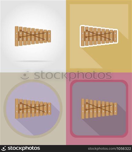 xylophone flat icons vector illustration isolated on background