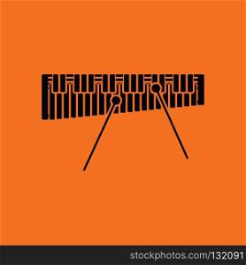 Xylophone icon. Orange background with black. Vector illustration.