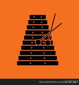 Xylophone icon. Orange background with black. Vector illustration.