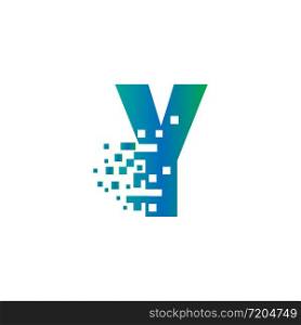 Y Initial Letter Logo Design with Digital Pixels in Gradient Colors