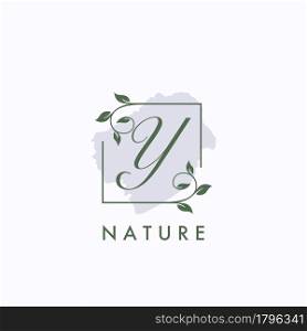 Y initial letter square leaf green nature floral logo template