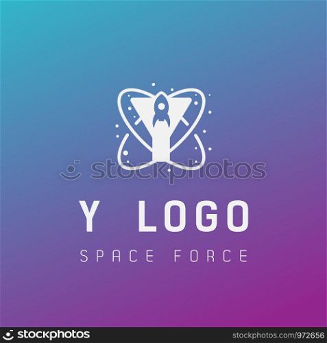 y initial space force logo design galaxy rocket vector in gradient background - vector. y initial space force logo design galaxy rocket vector in gradient background