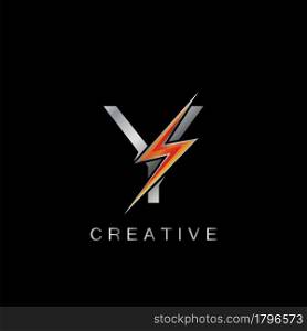 Y Letter Logo, Abstract Techno Thunder Bolt Vector Template Design.