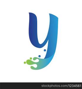 Y letter logo design with water splash ripple template