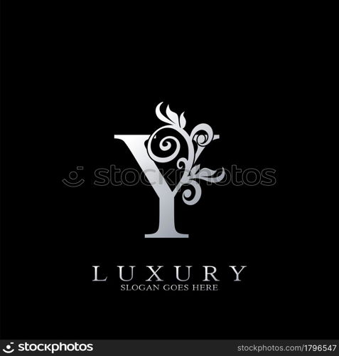 Y Letter Logo Monogram Luxury Initial Logo vector template design silver.