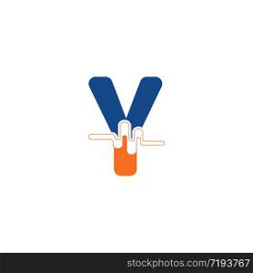 Y Letter logo on pulse concept creative template design