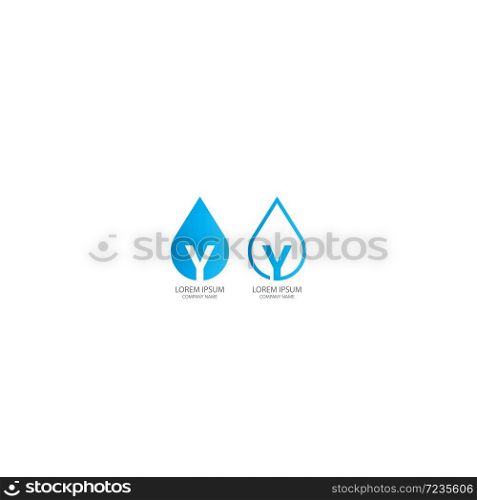 Y logo letter design concept drop wather in blue color