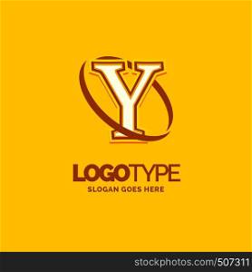 Y Logo Template. Yellow Background Circle Brand Name template Place for Tagline. Creative Logo Design