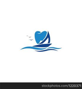 Yacht and teeth icon logo. Dental logo design.
