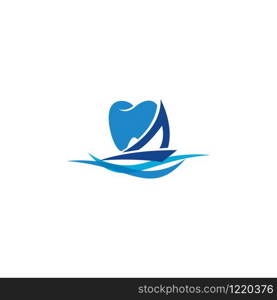 Yacht and teeth icon logo. Dental logo design.