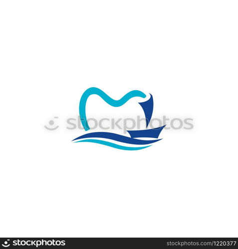 Yacht and teeth icon logo. Dental logo design.