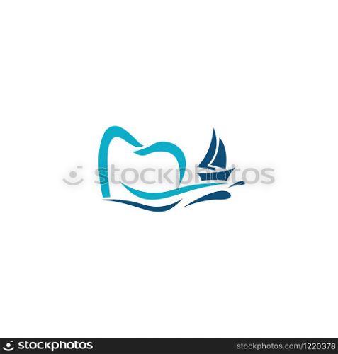 Yacht and teeth icon logo. Dental logo design.