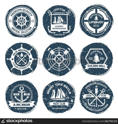 yacht club sea voyage travel badge label logo set