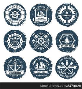 yacht club sea voyage travel badge label logo set