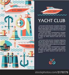 Yacht club. Vector illustration with place for text. Pattern on the theme of sea travel.